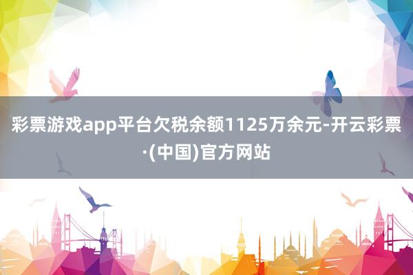 彩票游戏app平台欠税余额1125万余元-开云彩票·(中国)官方网站