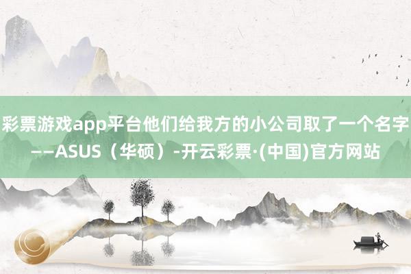 彩票游戏app平台他们给我方的小公司取了一个名字——ASUS（华硕）-开云彩票·(中国)官方网站